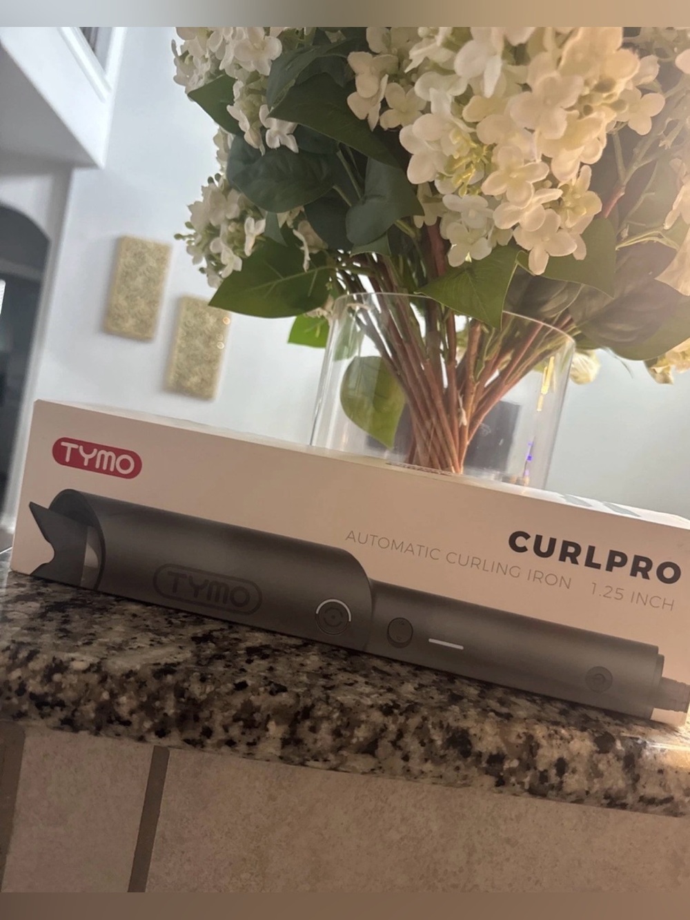 NIB! TYMO Automatic Rotating Ionic Curling Iron Wand 1.25" Metallic Gray